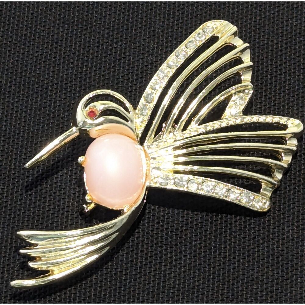 Jelly Belly Pink Hummingbird Brooch